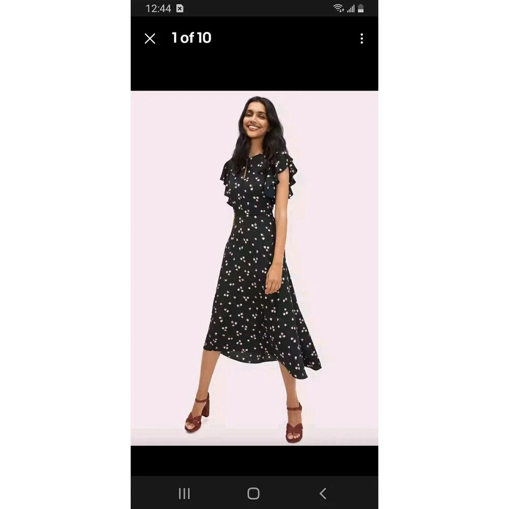 NEVER WORN SZ 2 Kate Spade Ditsy Begonia Flutter‎ Sleeve Midi Dress Keyhole